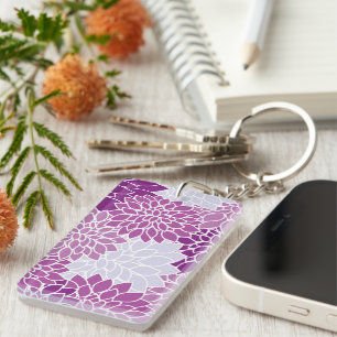 Porte-clefs Fleurs Dahlia, Motif De Fleurs, Dahlia Violet