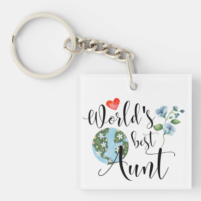Porte-clefs Fleurs d'aquarelle du meilleur script cadeau de ta (Devant)
