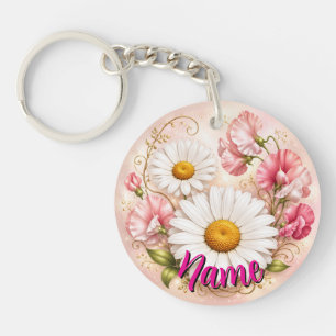 Porte-clefs Fleurs d'avril Marguerites et Pois de senteur