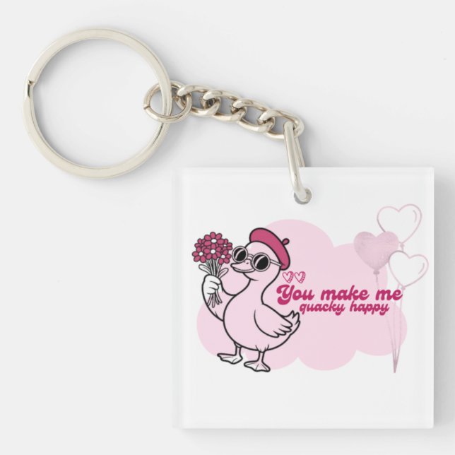 Porte-clefs Fleurs de canard - "Vous Me Rends Rapidement Heure (Devant)