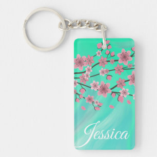 Porte-clefs Fleurs de Cerisier Botaniques Tombant Pétales Ombr