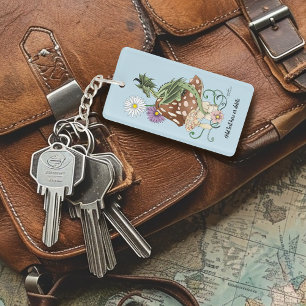 Porte-clefs Fleurs de Champignon Dragon Fantastique Vert Capri