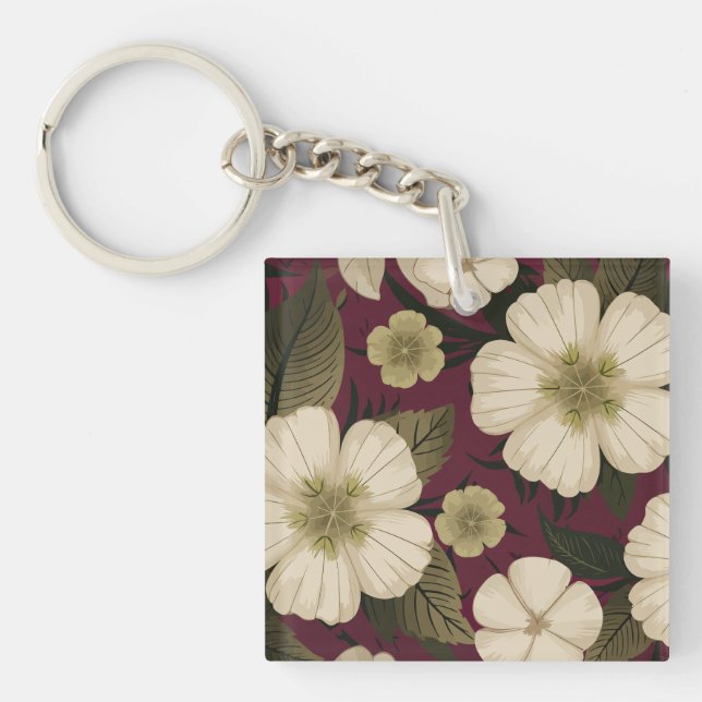 Porte-clefs Fleurs de crème élégantes sur arrière - plan Bourg (Devant)