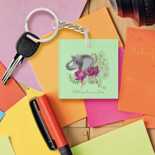 Porte-clefs Fleurs de henné éléphant