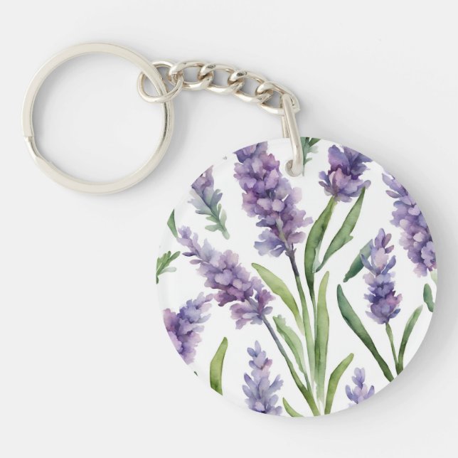 Porte-clefs Fleurs de lavande aquarelle (Devant)