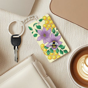 Porte-clefs Fleurs de lavande de bourdon Jaune