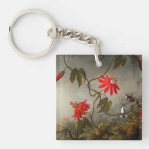 Porte-clefs Fleurs de passion avec tête de colibris