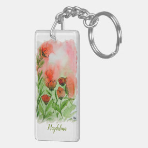 Porte-clefs fleurs de pavot Aquarell -