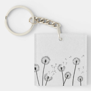 Porte-clefs Fleurs de pissenlits Pappus Spores Gris