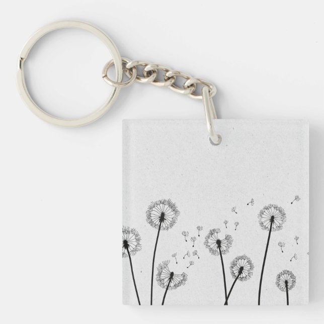 Porte-clefs Fleurs de pissenlits Pappus Spores Gris (Devant)