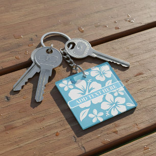 Porte-clefs Fleurs de plage bleu tropical