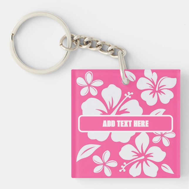 Porte-clefs Fleurs de plage rose tropicale (Devant)