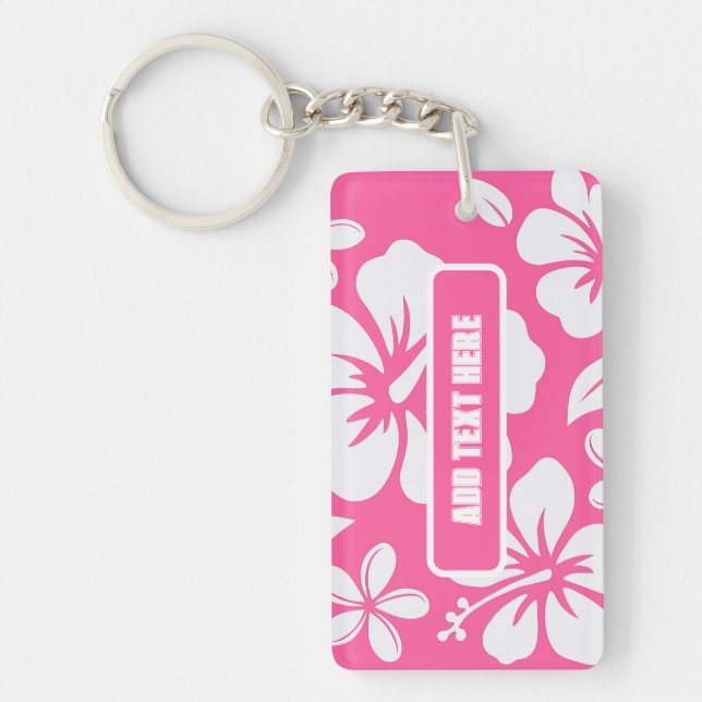 Porte-clefs Fleurs de plage rose tropicale (Devant)