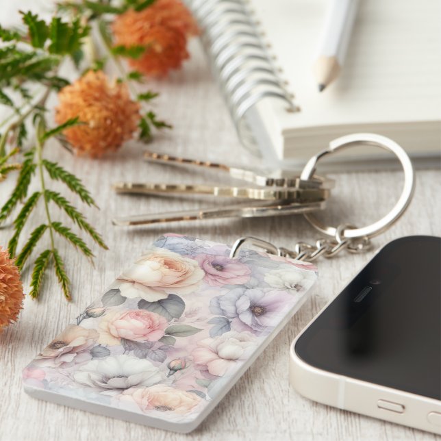 Porte-clefs Fleurs de rose élégantes (Devant droit)