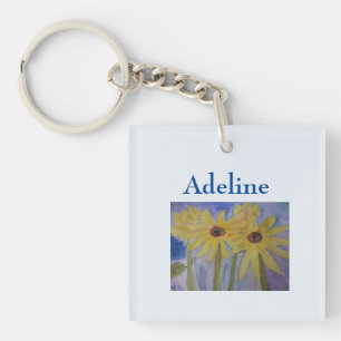 Porte-clefs Fleurs de soleil jaunes d'été personnalisées