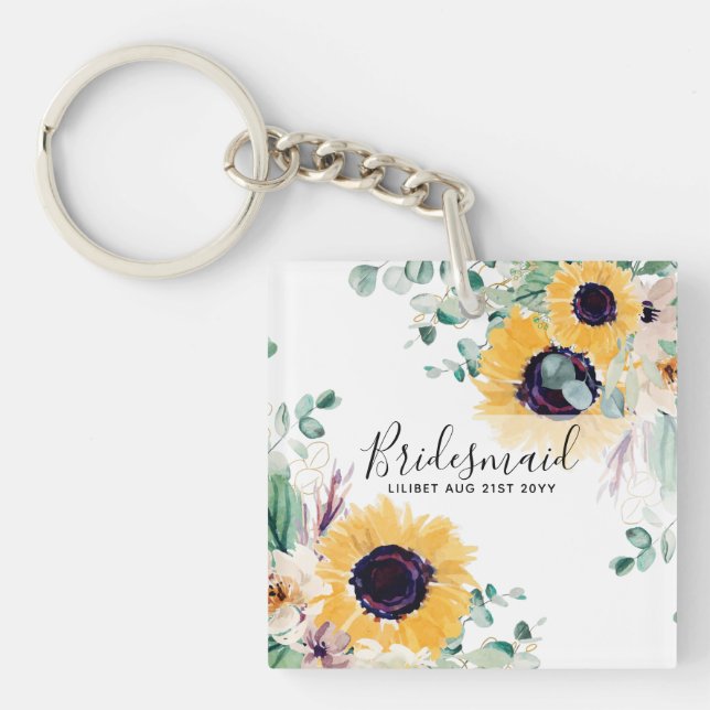 Porte-clefs Fleurs de soleil personnalisées Présentatrices Cad (Devant)