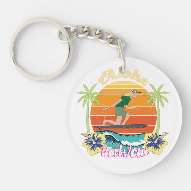 Porte-clefs Fleurs d'Hibiscus Aloha Hawaï (Devant)