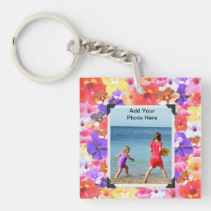 Porte-clefs Fleurs d'Hibiscus en mosaïque,
