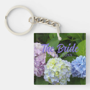Porte-clefs fleurs élégantes de bleu violet hydrangeas la mari