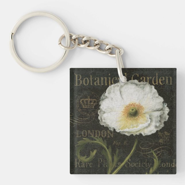 Porte-clefs Fleurs et feuille blancs (Devant)