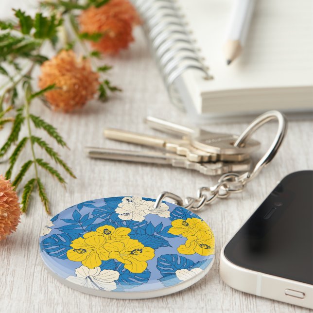Porte-clefs Fleurs et feuilles d'Hibiscus  (Devant droit)