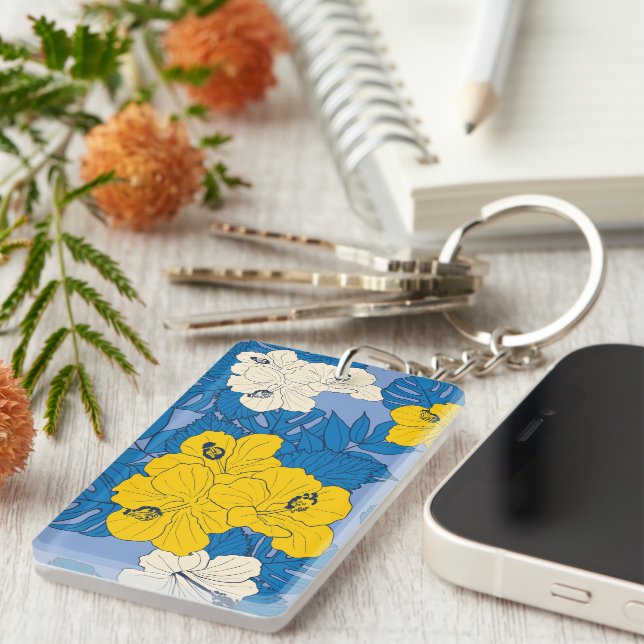Porte-clefs Fleurs et feuilles d'Hibiscus  (Devant droit)
