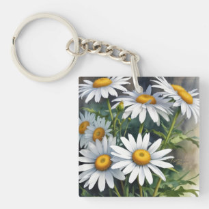 Porte-clefs Fleurs et marguerites Elégante aquarelle