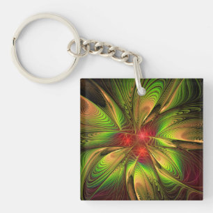 Porte-clefs Fleurs imaginaires fractales douces et tendres