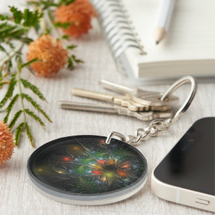 Porte-clefs Fleurs imaginaires fractales douces et tendres