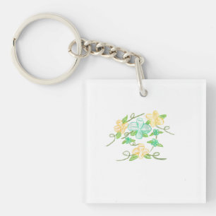 Porte-clefs Fleurs jaunes et bleues