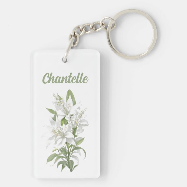 Porte-clefs Fleurs Lys Blanches Personnalisées (Dos)