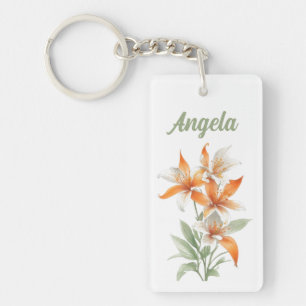 Porte-clefs Fleurs Lys Orange Personnalisées
