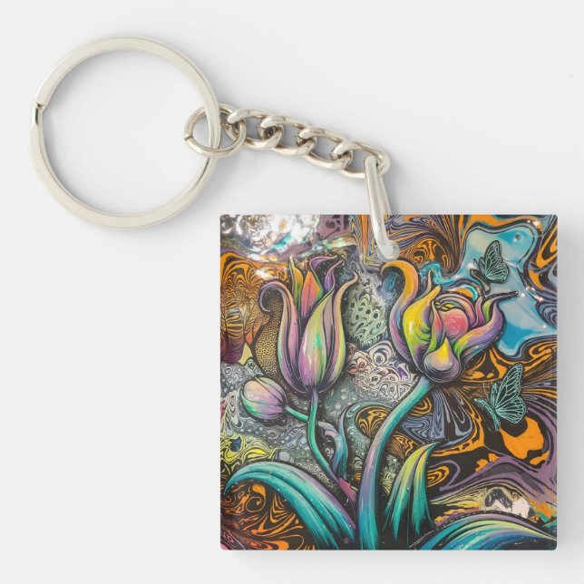 Porte-clefs Fleurs Mandala (Devant)