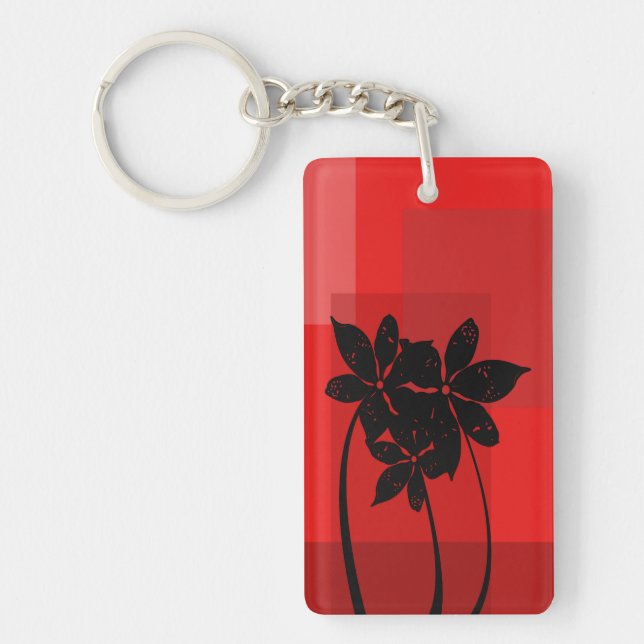 Porte-clefs Fleurs noires (Devant)