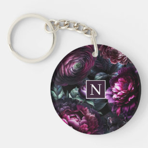 Porte-clefs Fleurs noires audacieuses et lunatiques Jardin flo