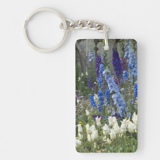 Porte-clefs Fleurs printanières le long d'un chemin de jardin, (Devant)