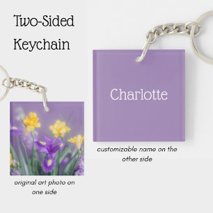 Porte-clefs Fleurs printanières pastel personnalisées