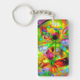 Porte-clefs Fleurs psychédéliques Abstraites