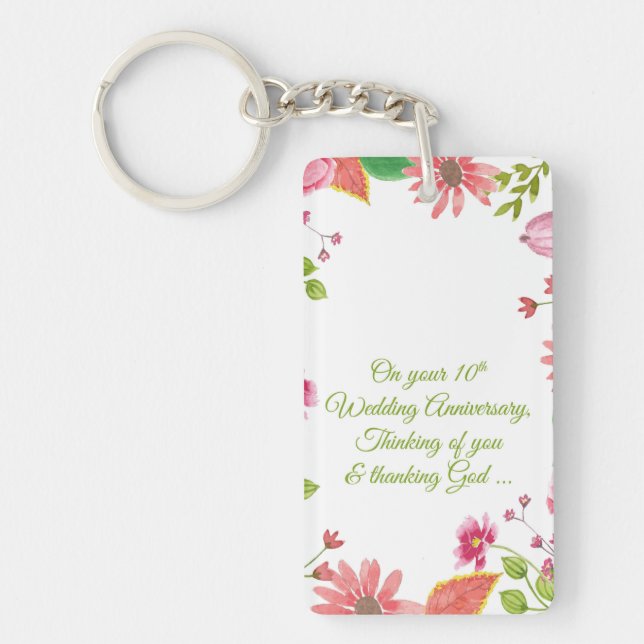 Porte-clefs Fleurs religieuses pour 10 ans de mariage (Devant)