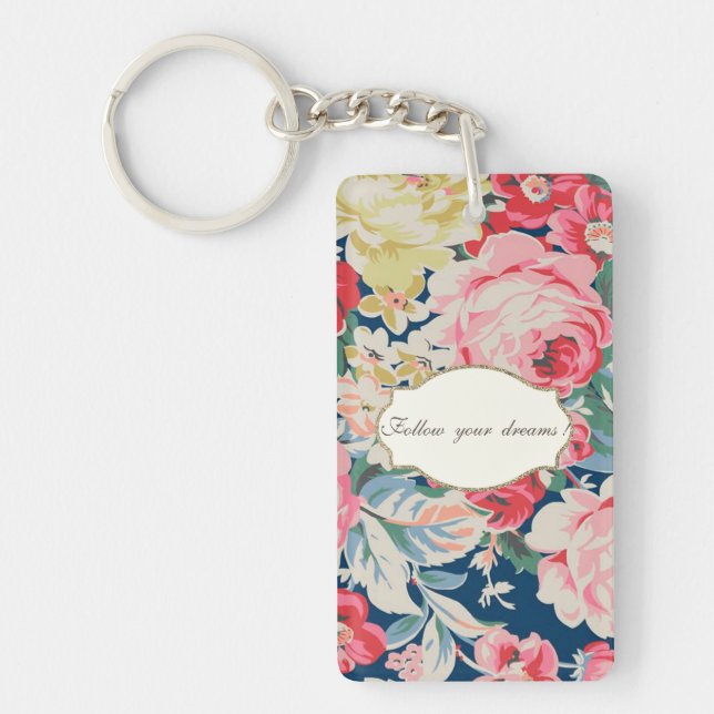 Porte-clefs Fleurs Romantiques Adorables - Message Motivationn (Devant)
