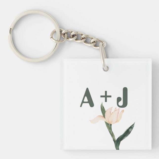 Porte-clefs Fleurs rose poudré modernes (Devant)