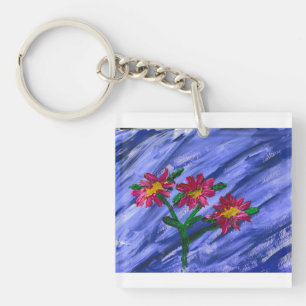 Porte-clefs Fleurs roses