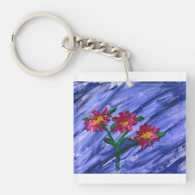 Porte-clefs Fleurs roses (Devant)