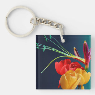 Porte-clefs Fleurs roses-17250