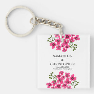 Porte-clefs Fleurs roses à l'aquarelle-53431
