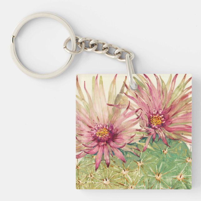 Porte-clefs Fleurs roses de cactus (Devant)