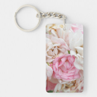Porte-clefs Fleurs roses et blanches