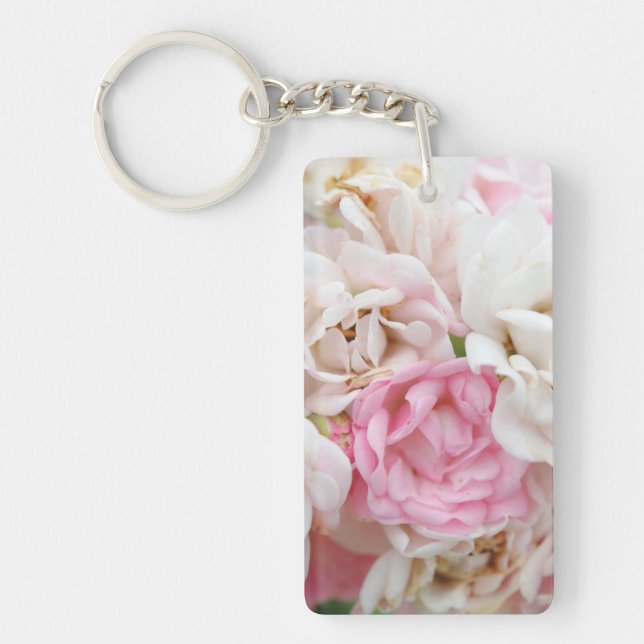 Porte-clefs Fleurs roses et blanches (Devant)