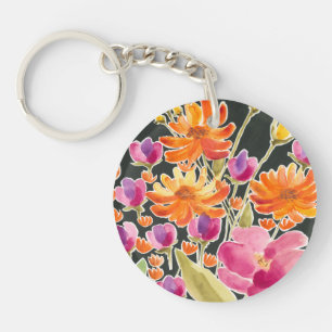 Porte-clefs Fleurs roses et oranges de rassemblement splendide