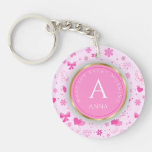 Porte-clefs Fleurs roses mignonnes Motif, Fille Flore design